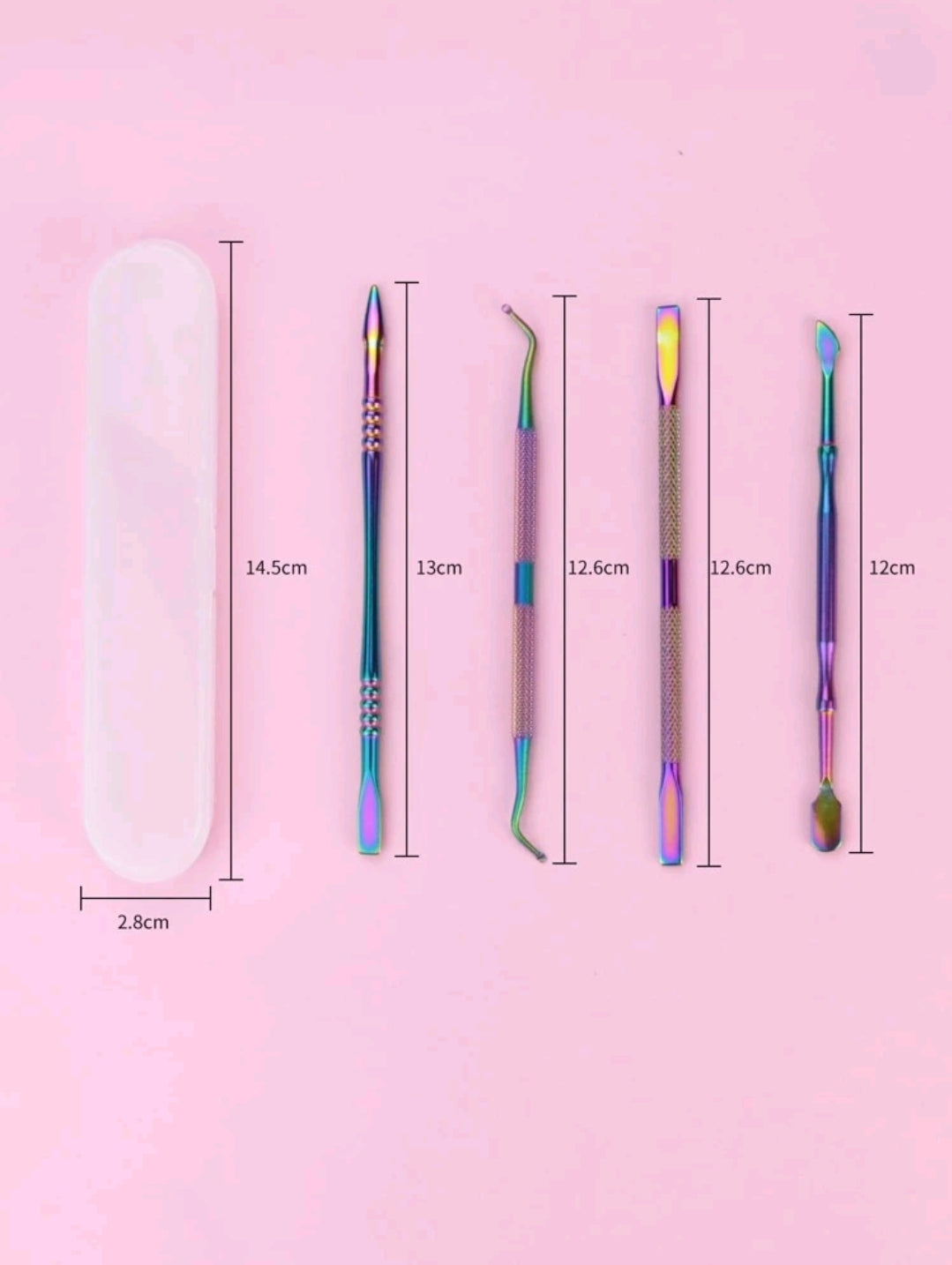 Iridescent Nail Art Toolkit With Organizer- 4pcs
