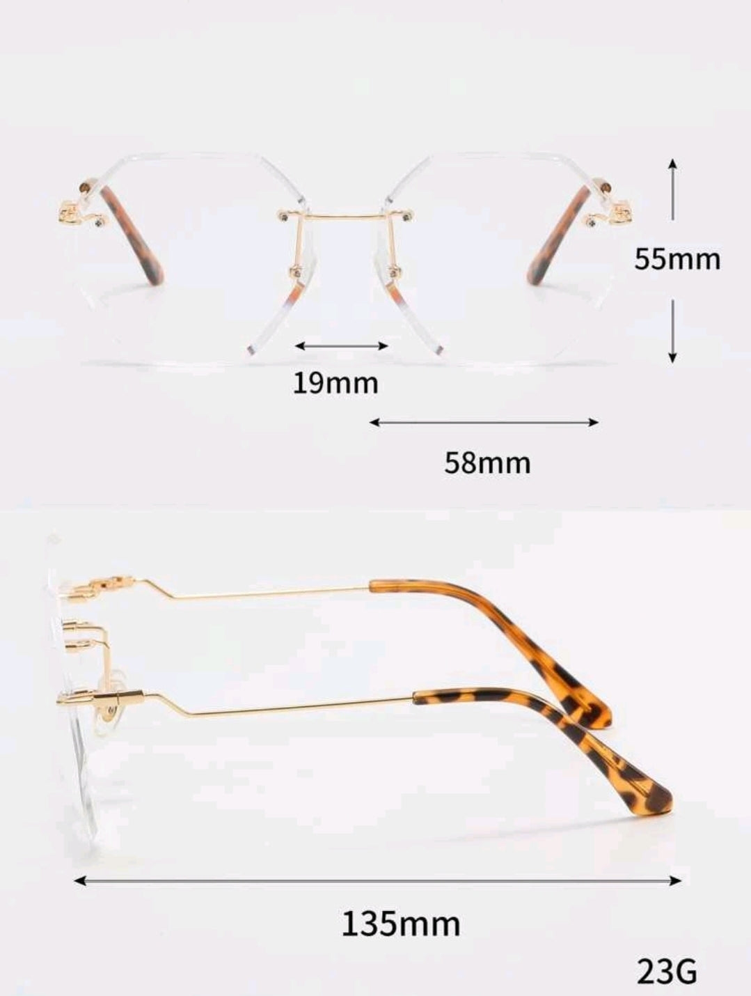 Geometric Lens Rimless Eyeglasses