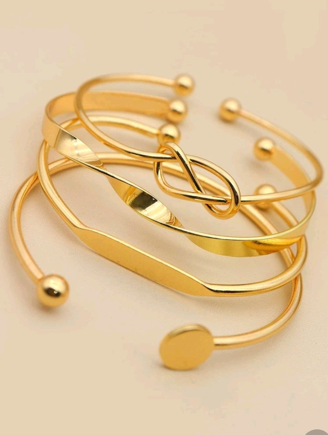 Twist Detail Knot Decor Bangle- 5pc