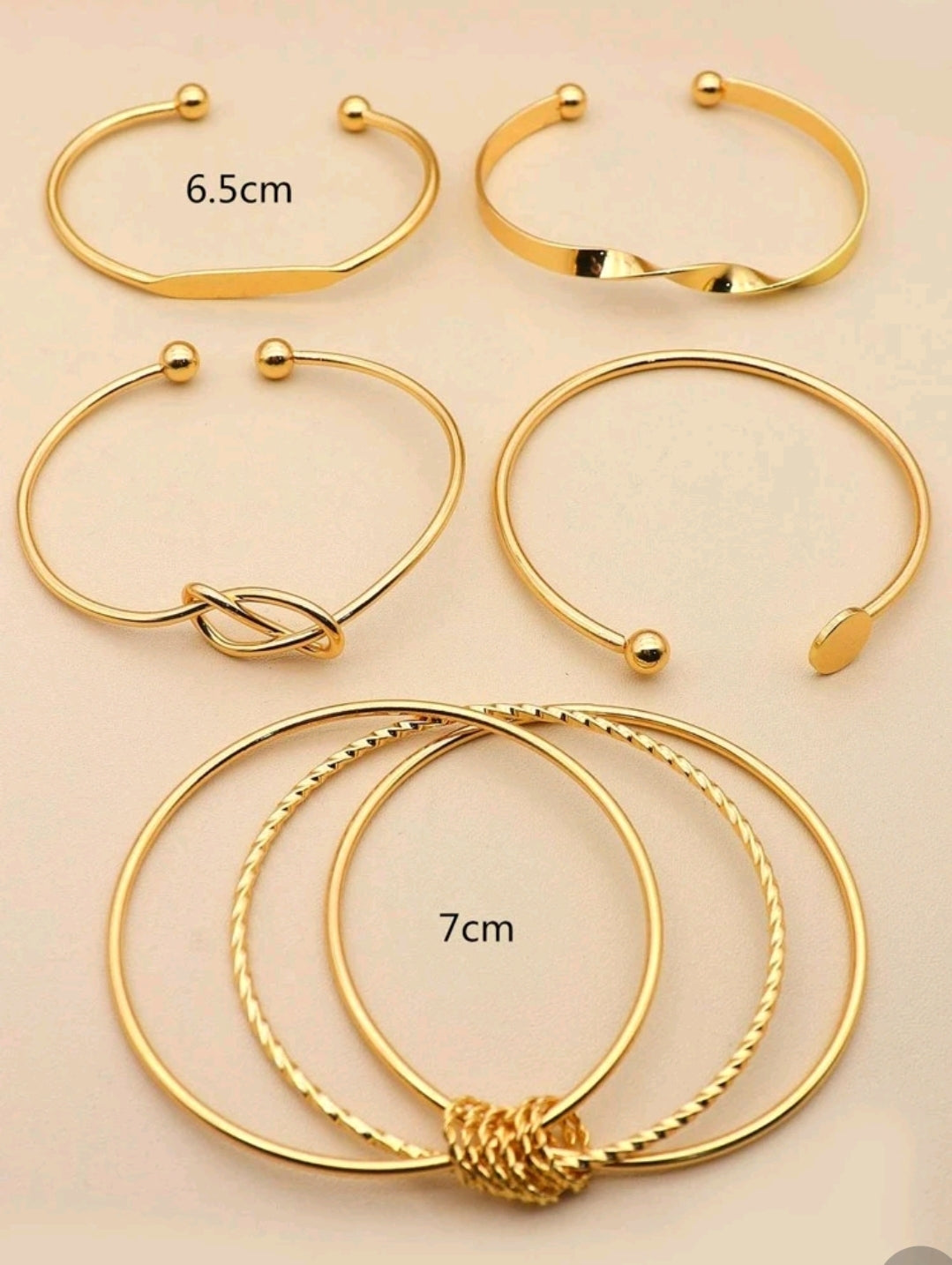 Twist Detail Knot Decor Bangle- 5pc