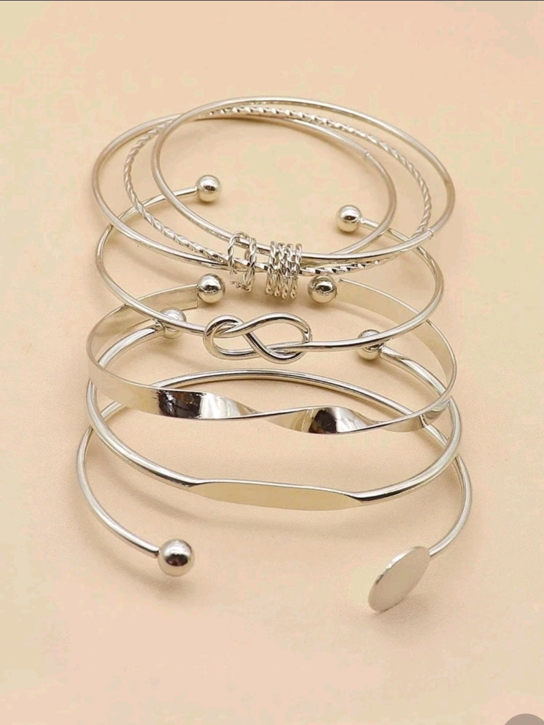 Twist Detail Knot Decor Bangle- 5pc