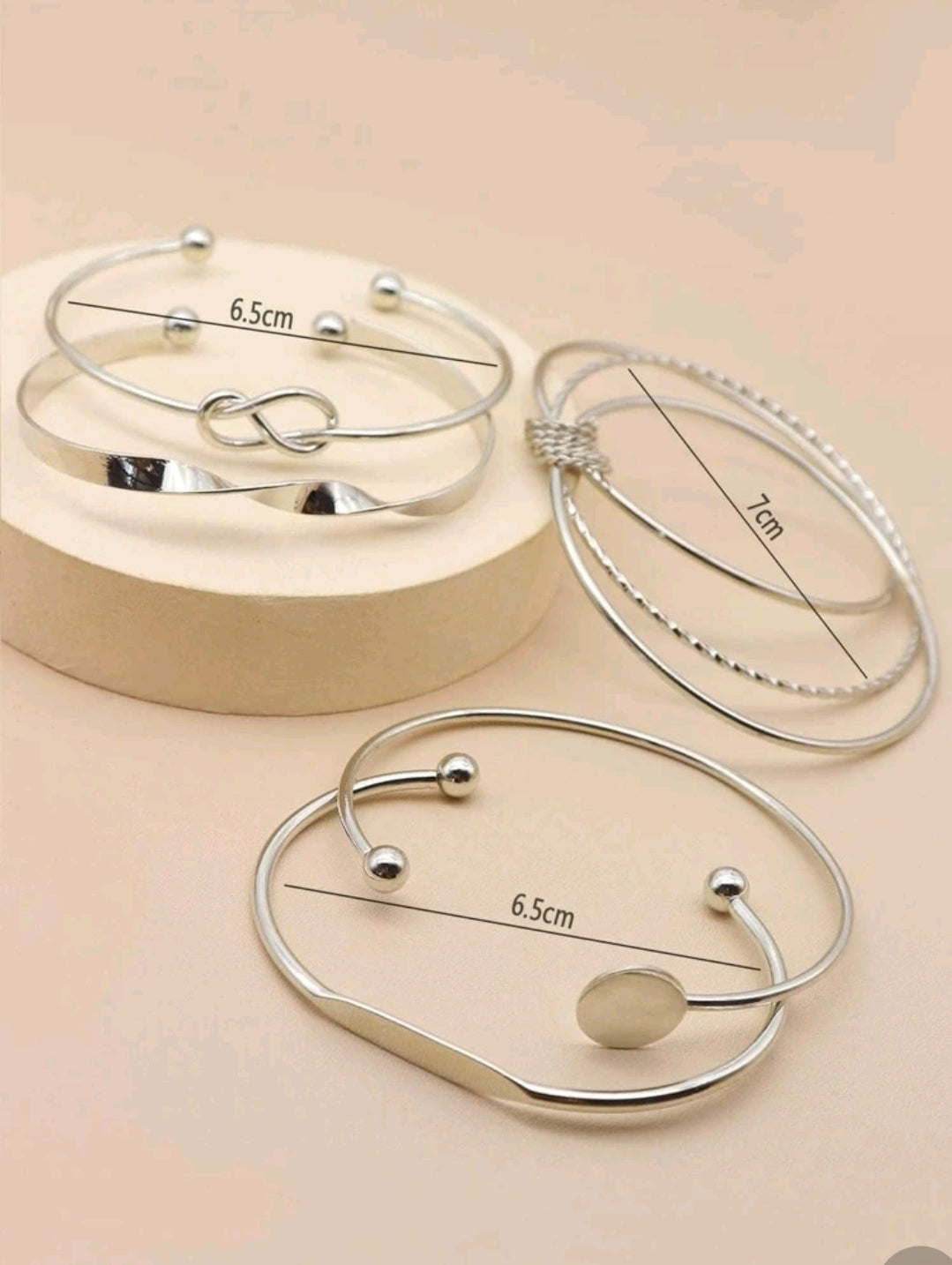 Twist Detail Knot Decor Bangle- 5pc