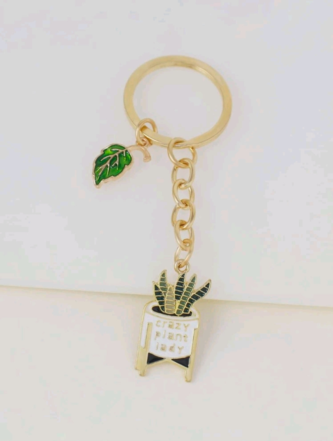 Leaf Charm Keychain-Gold