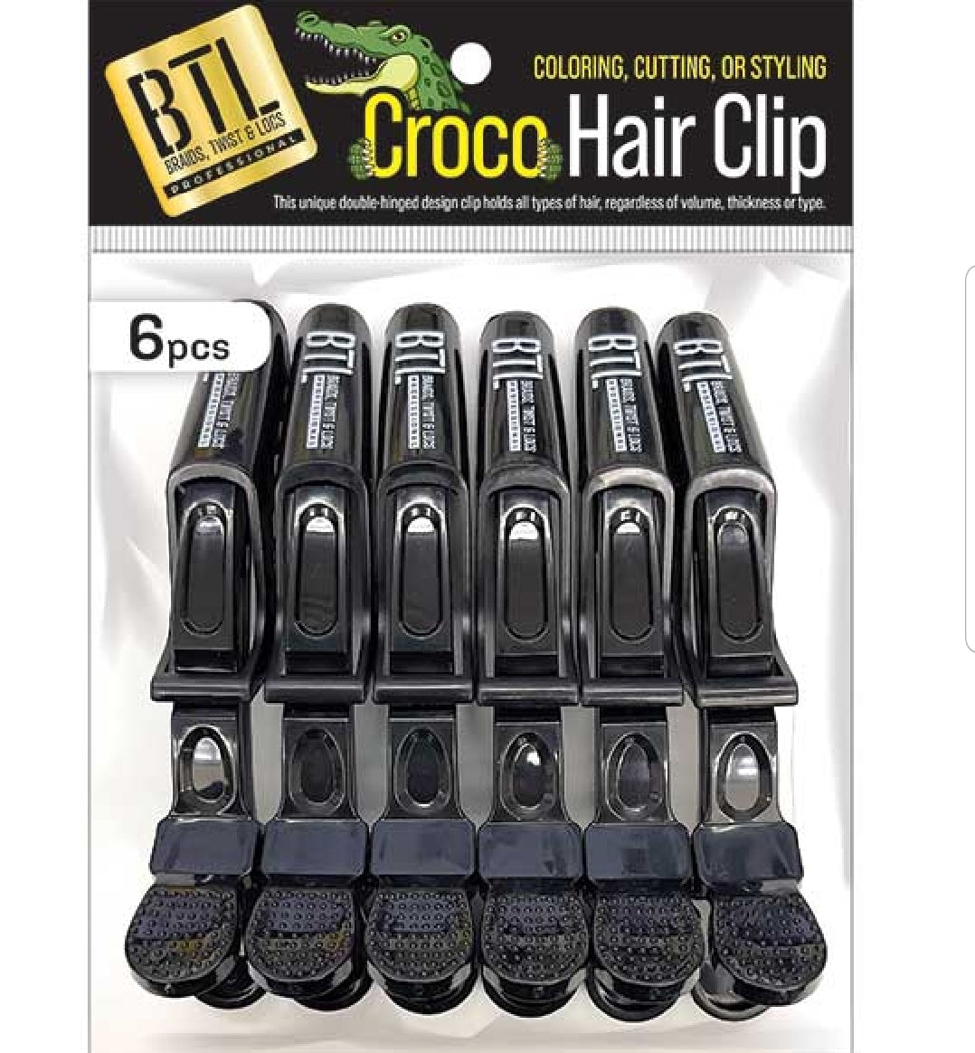 BTL CROCO HAIR CLIP BLACK