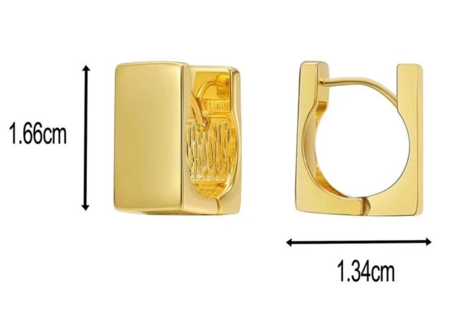 Gold Square Fashion Hoops