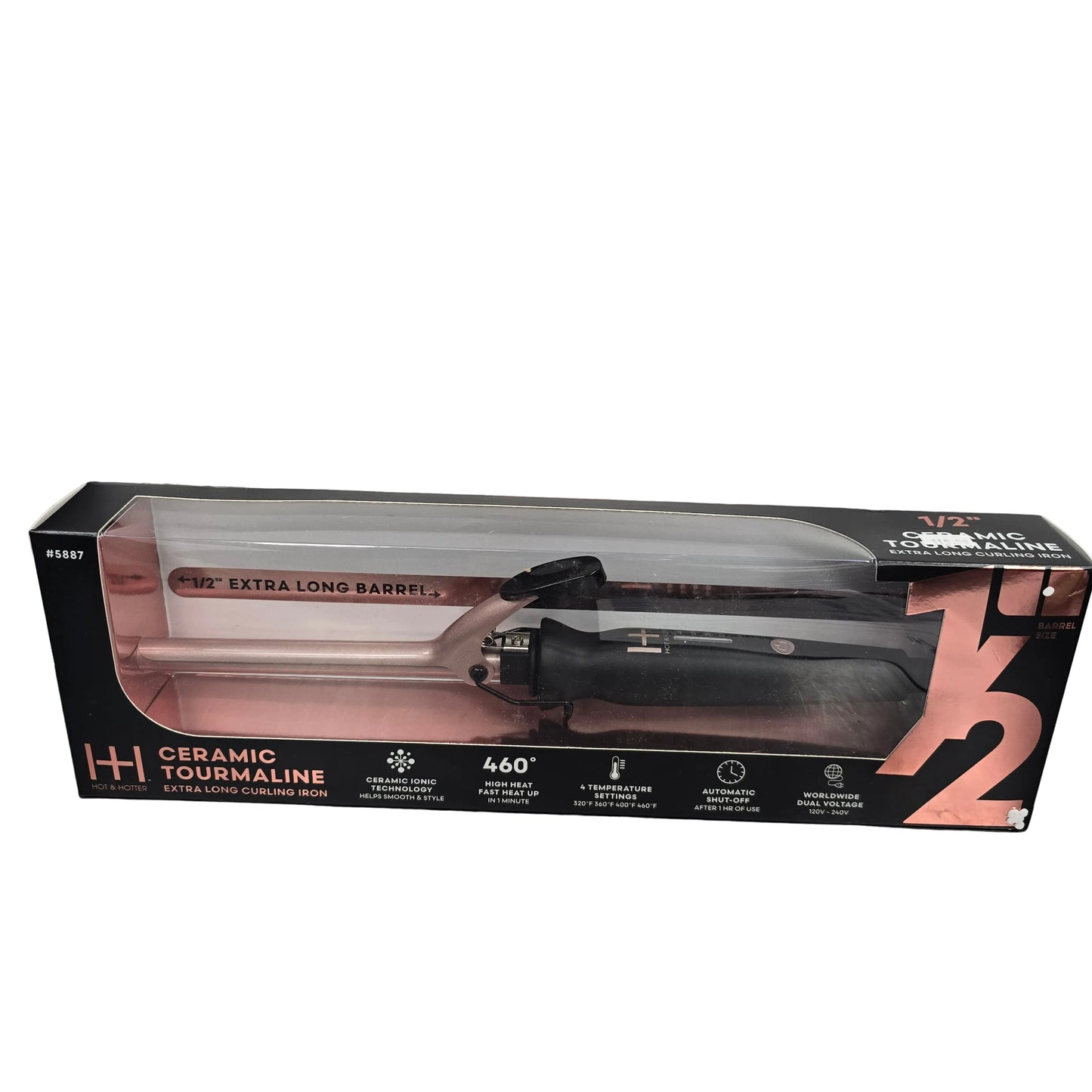 Hot & Hotter 1/2" Ceramic Tourmaline Extra Long Curling Iron