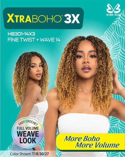 Bobbi Boss Synthetic Crochet Braids - 3X XTRA BOHO FINE TWIST + WAVE 14"
