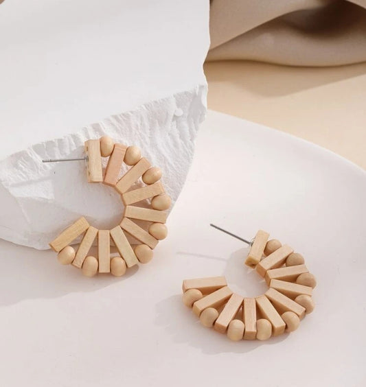 Bead Decor Hoop Earrings