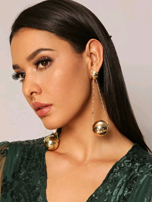 Metallic Ball Drop Earrings