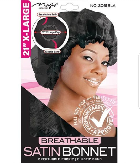 SATIN BONNET BLACK X- LARGE