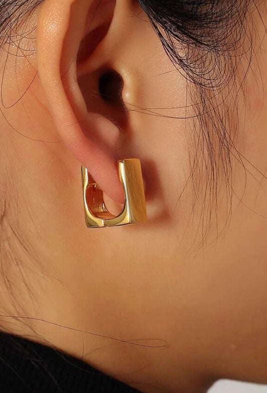 Gold Square Fashion Hoops