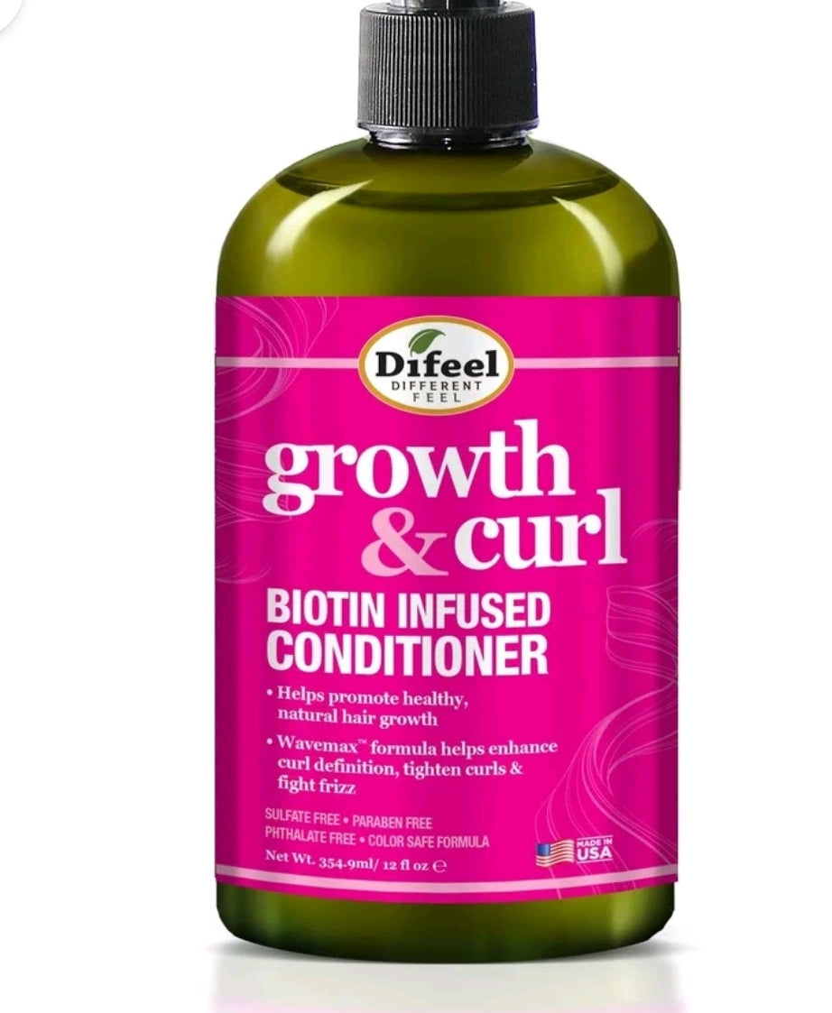Difeel Growth and Curl Biotin Conditioner 12 oz.