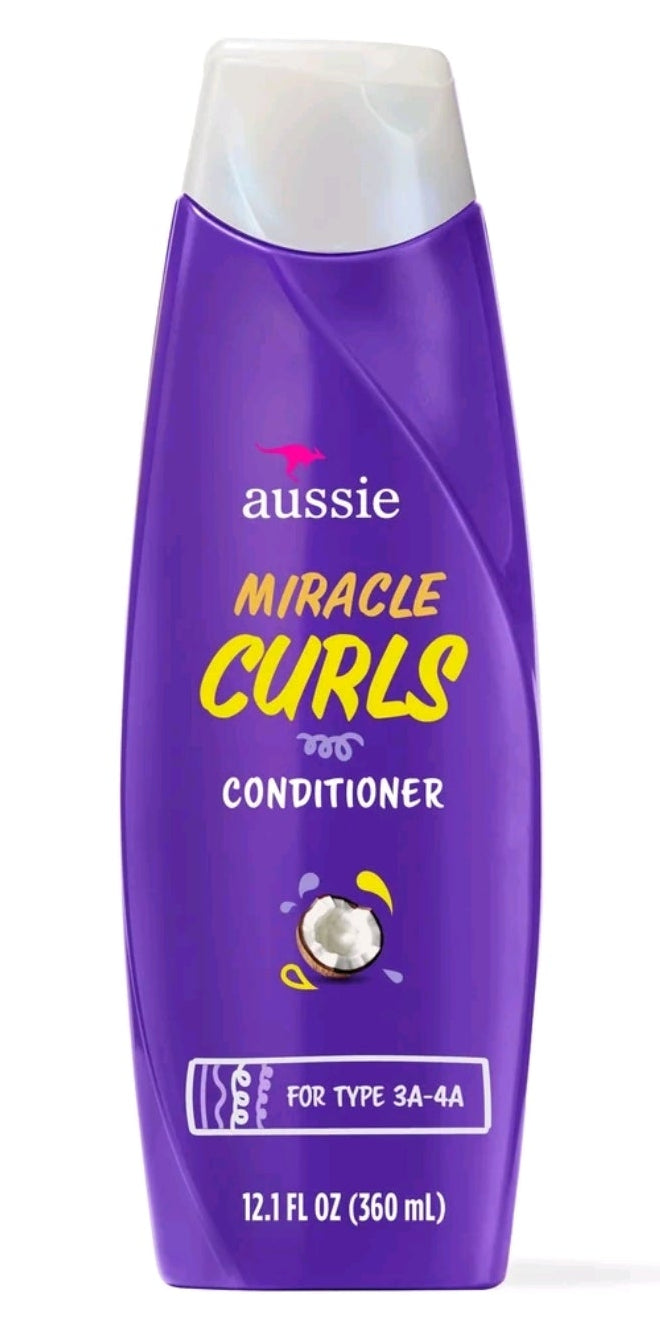 Aussie Miracle Curls with Coconut Oil, Paraben Free Conditioner, 12.1 fl oz for All Hair Types