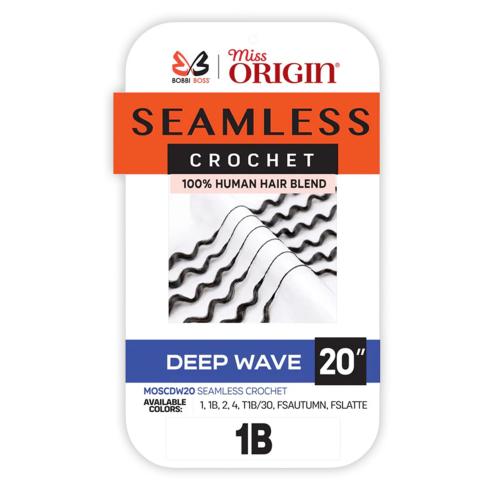 Bobbi Boss Human Hair Blend Crochet Braids Seamless Feather Crochet Deep Wave 20"(100g) Miss Orgins