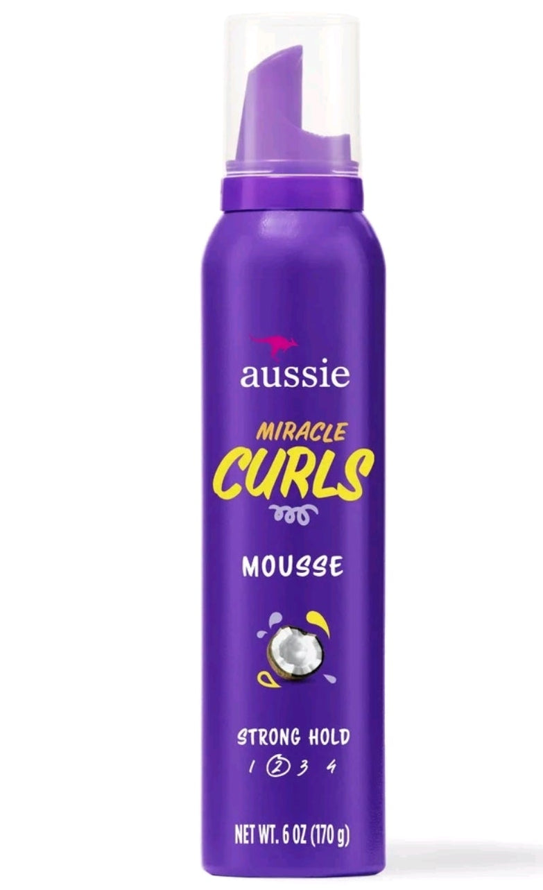 Aussie Miracle Curls Styling Mousse with Coconut & Jojoba Oil, for Curly Hair, Unisex 6.0 oz