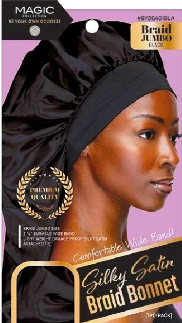 Silky Satin Braid Bonnet Black