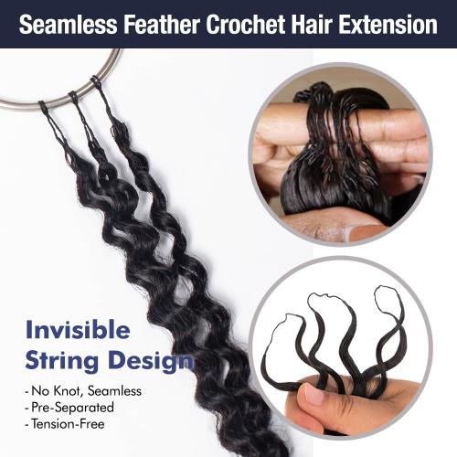 Bobbi Boss Human Hair Blend Crochet Braids Seamless Feather Crochet Deep Wave 20"(100g) Miss Orgins