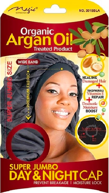 Argan Oil Jumbo Band Sleep Cap Black