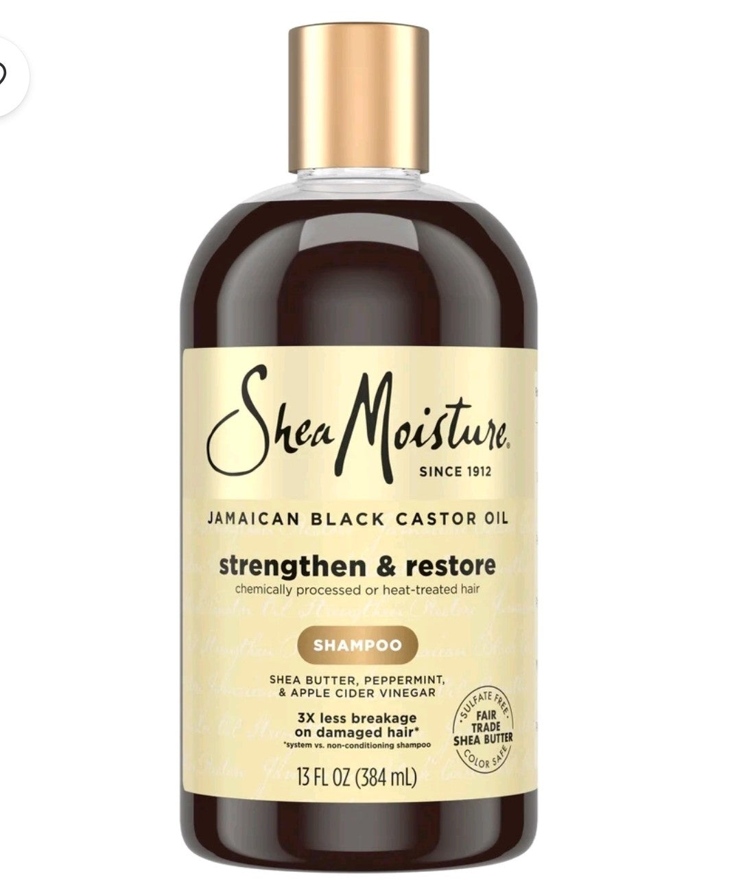 SheaMoisture Strengthen And Restore Shampoo 100% Pure Jamaican Black Castor Oil, 13 fl oz
