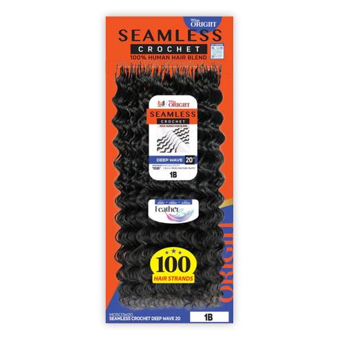 Bobbi Boss Human Hair Blend Crochet Braids Seamless Feather Crochet Deep Wave 20"(100g) Miss Orgins