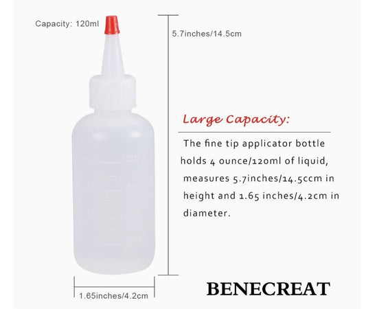 4 oz. Bottles with Twist on Lids - Durable Plastic Squirt Bottle Easy Squeeze Applicator Bottles