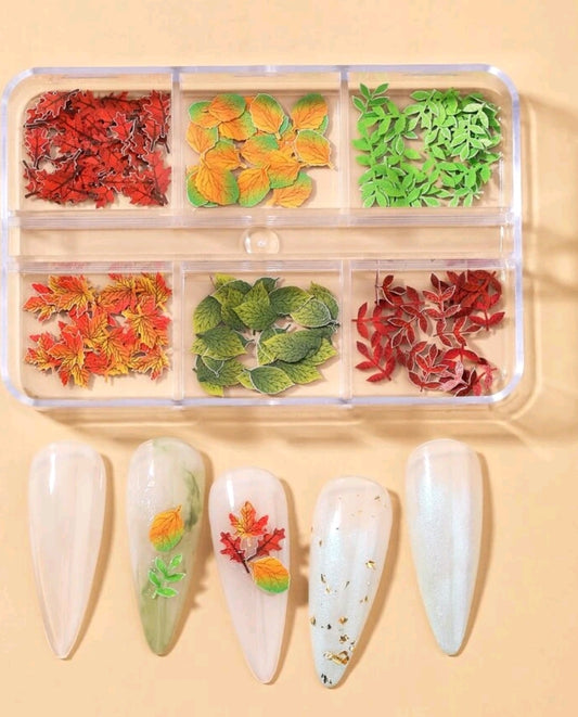 1box Leaf Print Nail Art Decoration